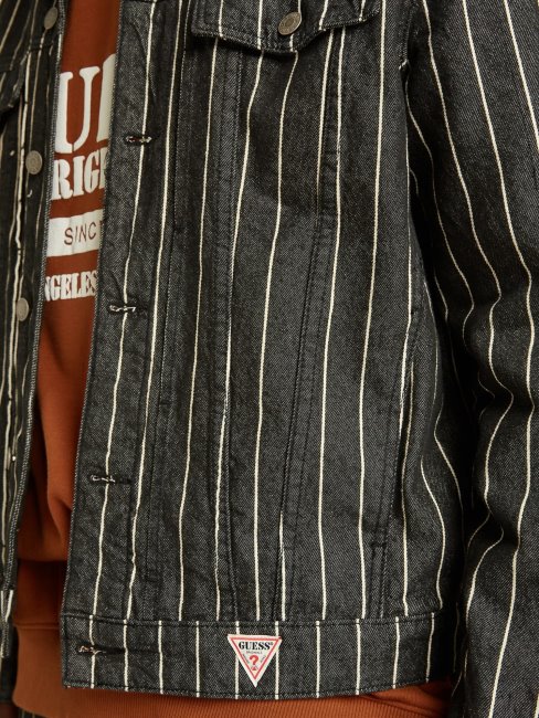 Veste En Jean Slim à Rayures Noires Guess
