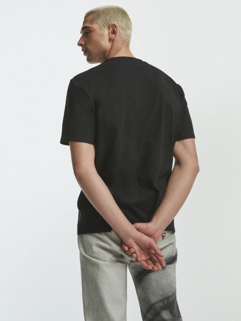 Tee Shirt Guess Noir Avec Logo Sur Le Devant Nouvelle Tendance