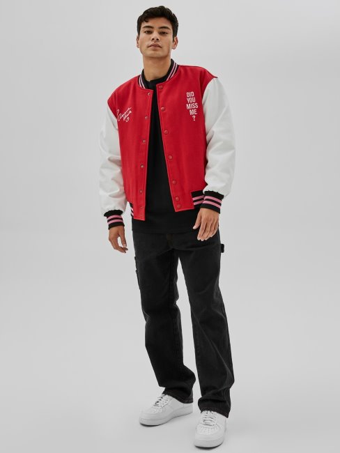 Blouson Rouge à Imprimé Multiple à L'arrière Guess