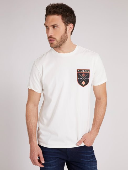 Tee Shirt Guess Patch Blanc