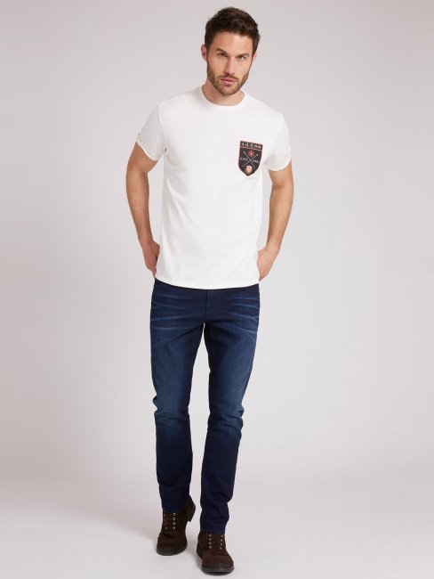 Tee Shirt Guess Patch Blanc