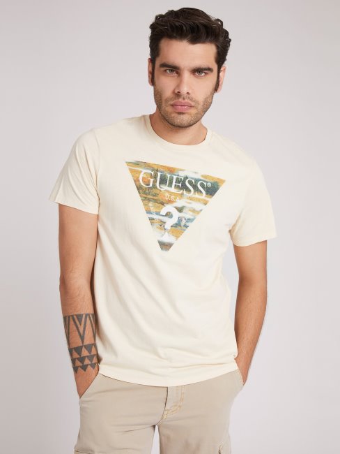 Tee Shirt Logo Triangle Guess Creme
