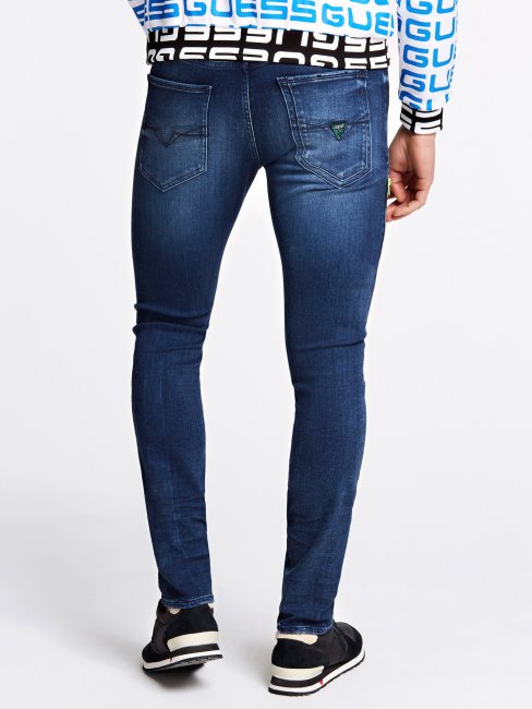 Guess Zipper Skinny Fit Denim Pantalon Bleu