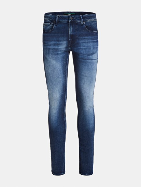 Guess Zipper Skinny Fit Denim Pantalon Bleu