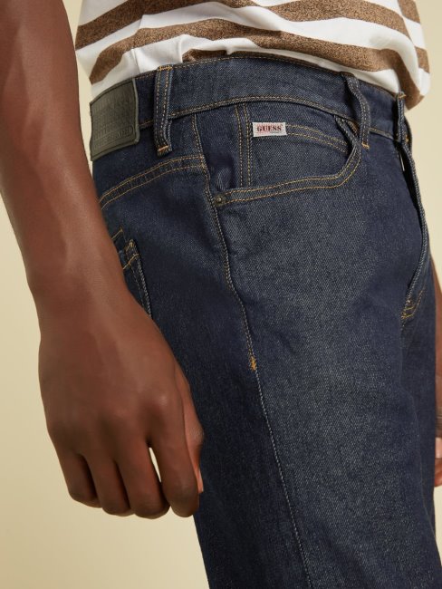 Pantalon En Jean Slim Bleu Foncé Guess