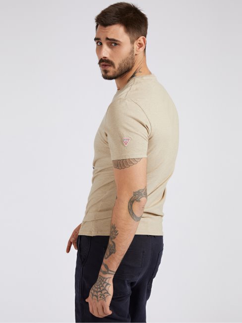 T-shirt Beige Imprimé Sur Le Devant Guess