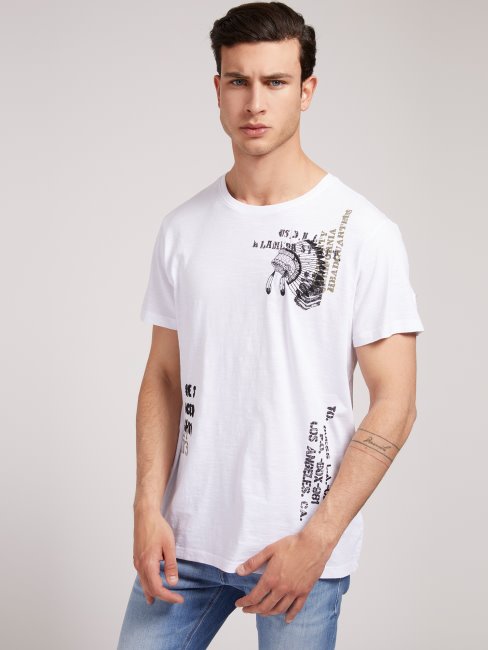 T-shirt Tendance Imprimé Devant Guess Blanc
