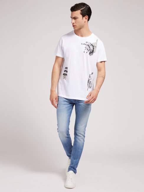 T-shirt Tendance Imprimé Devant Guess Blanc