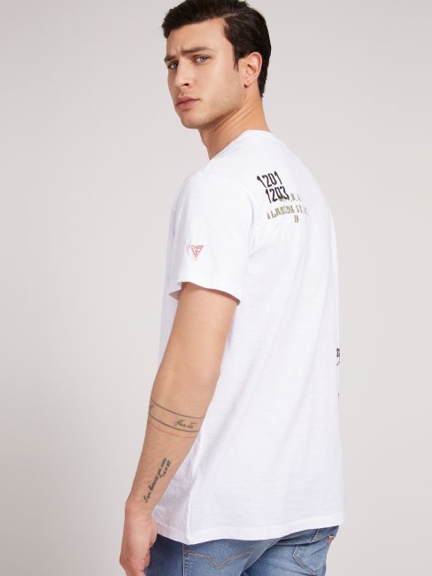 T-shirt Tendance Imprimé Devant Guess Blanc