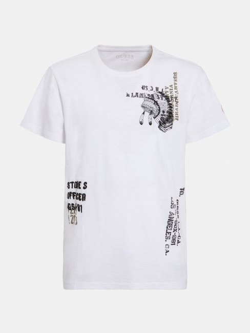 T-shirt Tendance Imprimé Devant Guess Blanc