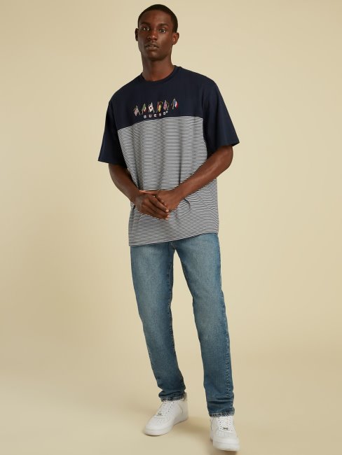 Tee Shirt Logo Drapeau Bleu Multi Guess