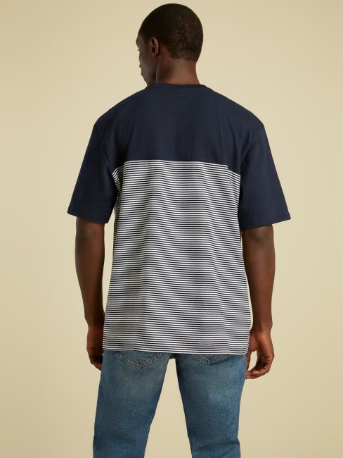 Tee Shirt Logo Drapeau Bleu Multi Guess