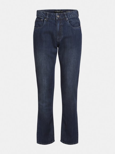 Guess Pantalon Slim En Denim De Lin Mélangé Bleu