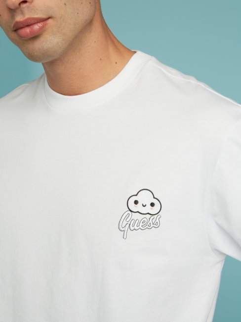 T-shirt Blanc Imprimé Guess Placé