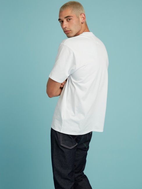 T-shirt Blanc Imprimé Guess Placé