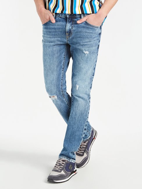Pantalon En Jean Bleu Clair Guess Coupe Slim