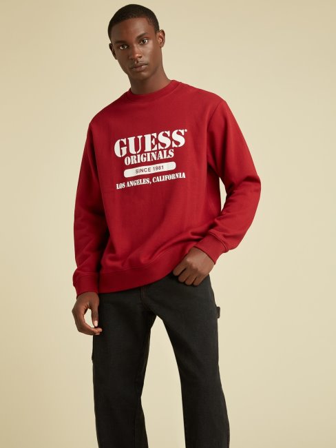 Guess Sweat Rouge à Logo Sur Le Devant