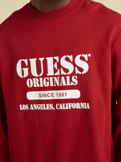 Guess Sweat Rouge à Logo Sur Le Devant