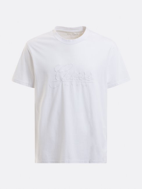 Tee Shirt Guess Logo Ton Sur Ton Blanc
