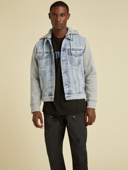 Veste En Jean Bleu Clair Guess Slim Doublée Polaire