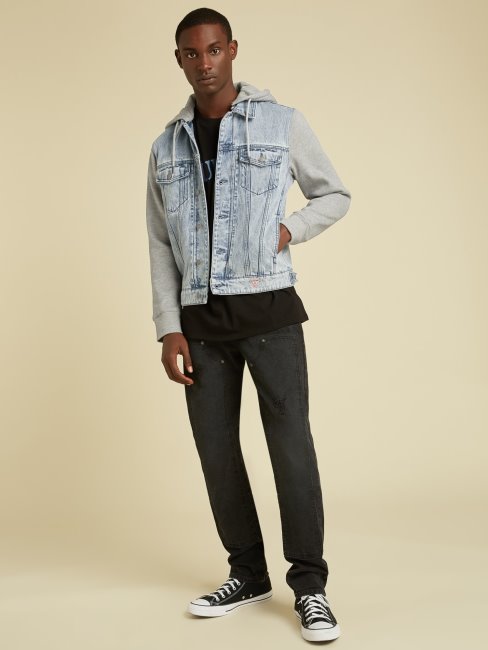 Veste En Jean Bleu Clair Guess Slim Doublée Polaire