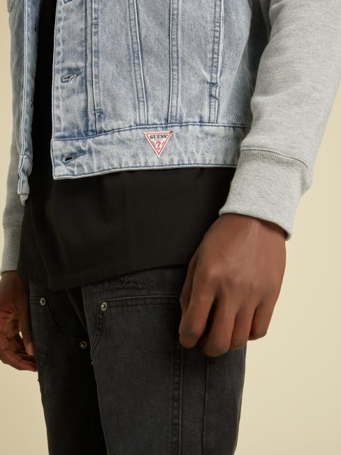 Veste En Jean Bleu Clair Guess Slim Doublée Polaire