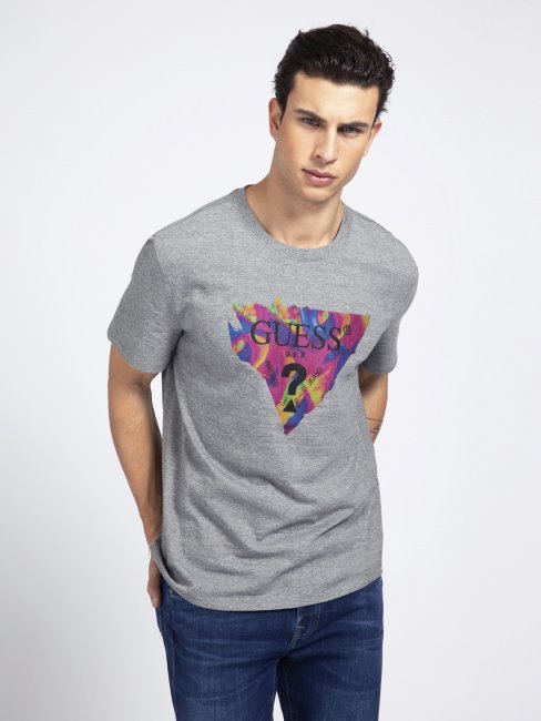 Tee Shirt Guess Gris Logo Triangle
