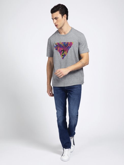 Tee Shirt Guess Gris Logo Triangle