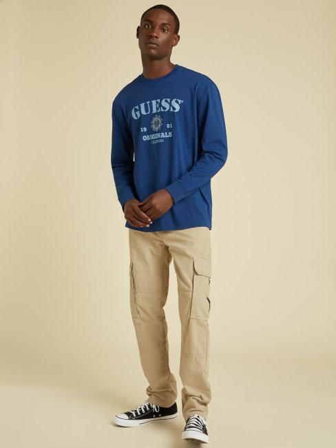 T-shirt Bleu à Logo Sur Le Devant Guess