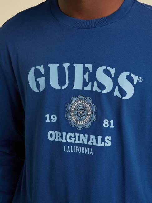 T-shirt Bleu à Logo Sur Le Devant Guess