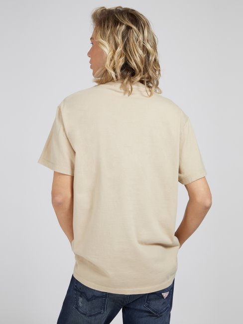 Tee Shirt Guess Beige Logo Ton Sur Ton