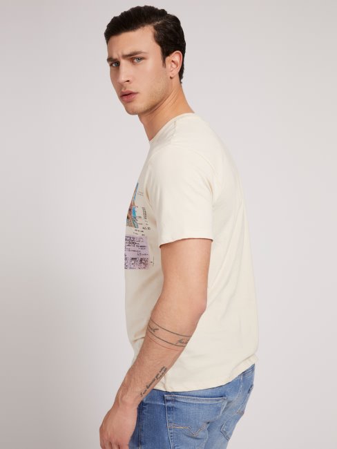 T-shirt Guess Imprimé Devant Crème