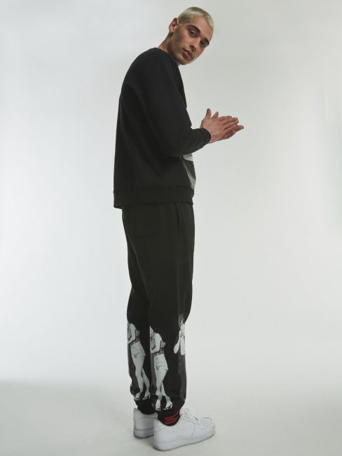 Sweat Imprimé Placé Noir Multi Guess