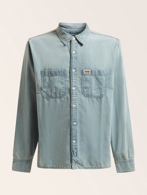 Chemise En Jean Regular Bleu Guess