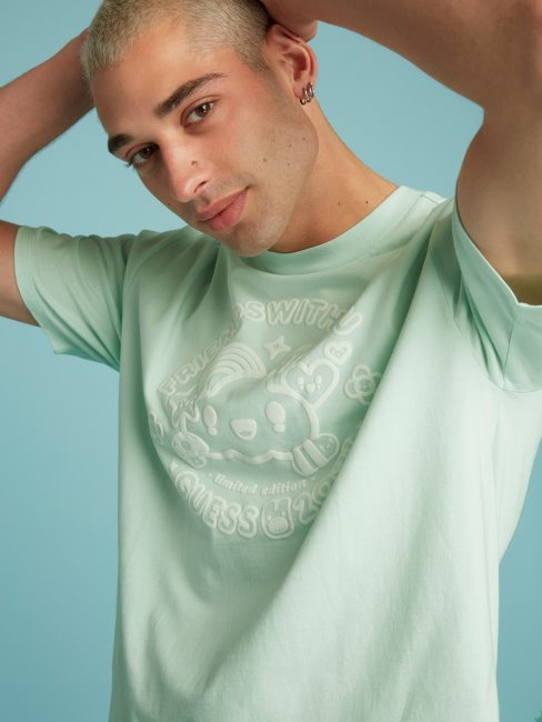 T-shirt Imprimé Guess Bleu Clair