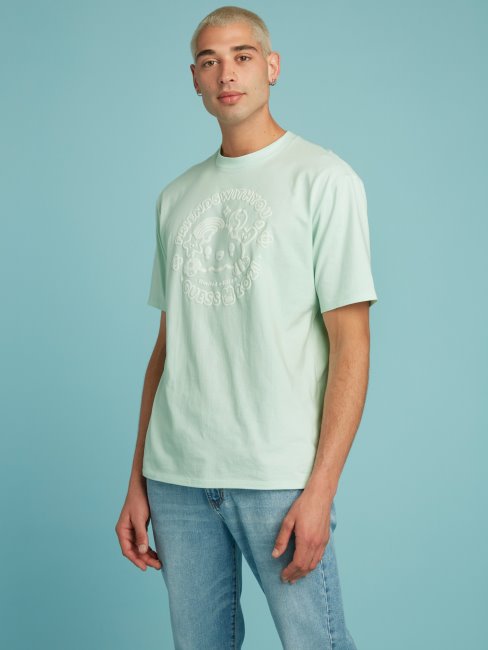 T-shirt Imprimé Guess Bleu Clair