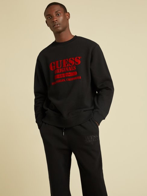 Sweat Noir à Logo Devant Guess