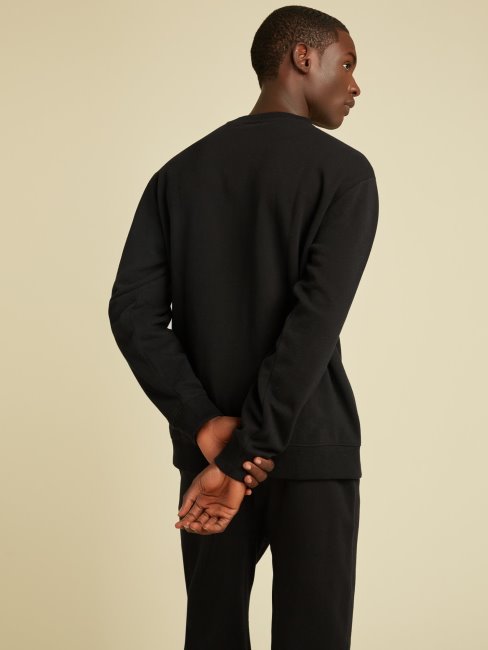 Sweat Noir à Logo Devant Guess