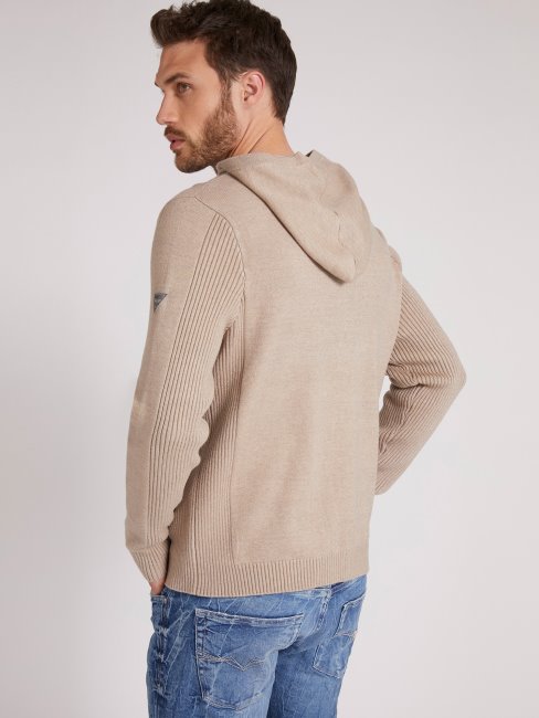 Guess Cardigan Beige à Fermeture Zippée