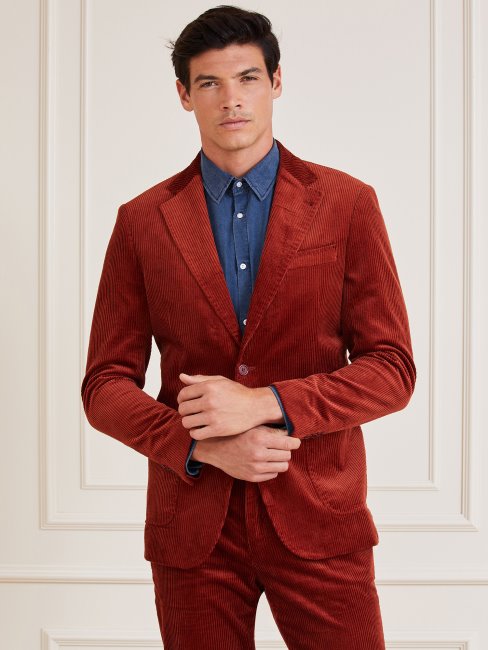 Guess Marciano Blazer En Velours Côtelé Bordeaux