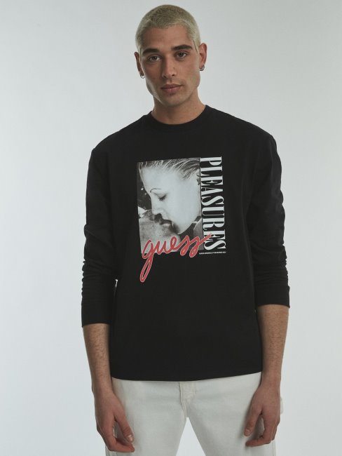 T-shirt Imprimé Placé Noir Guess