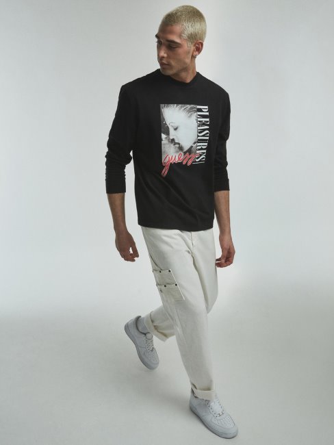 T-shirt Imprimé Placé Noir Guess