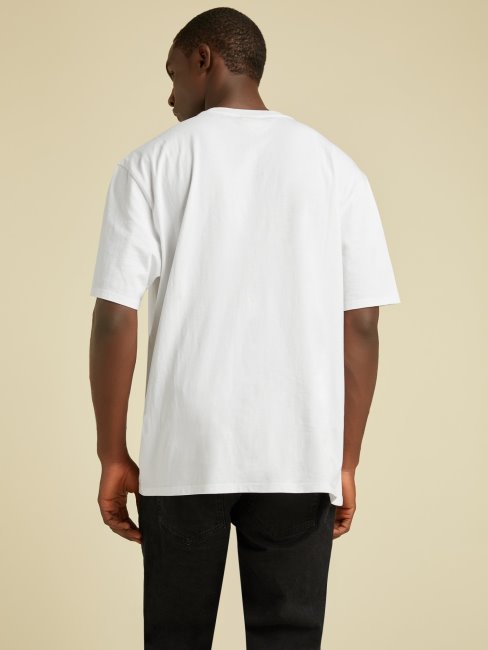 Tee Shirt Guess Blanc Logo Sur Le Devant