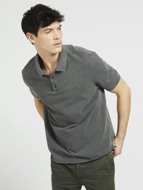 Guess Broderie Teinture Polo Noir