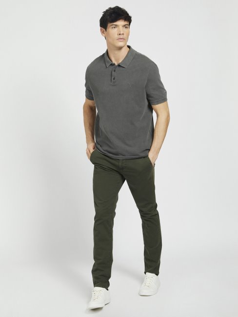 Guess Broderie Teinture Polo Noir