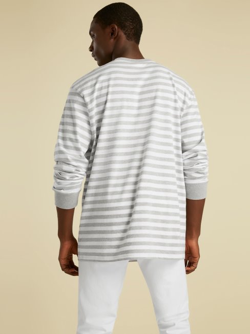 Tee Shirt Logo Drapeau Guess Gris Multi