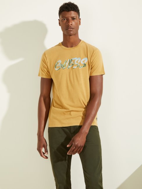 Tee Shirt Guess Jaune Logo Devant