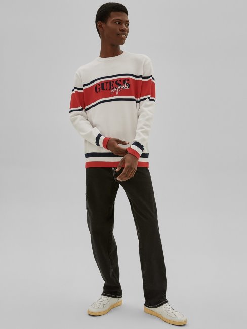 Guess Pull Rayé Blanc