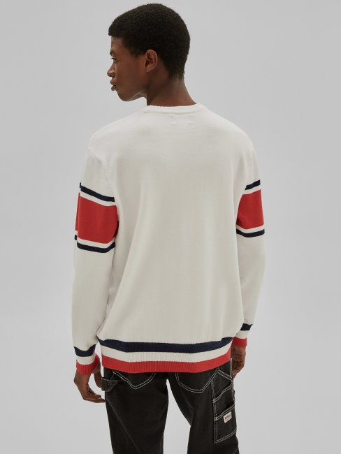 Guess Pull Rayé Blanc
