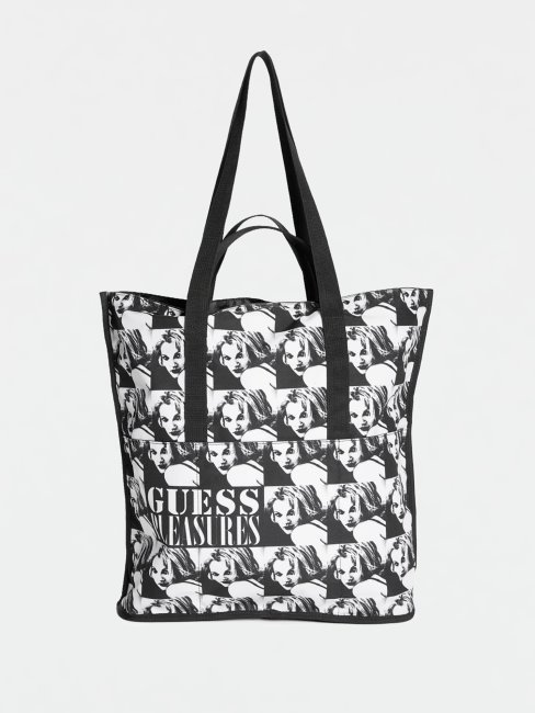 Guess Sac En Toile Imprimé All-over Noir Multi
